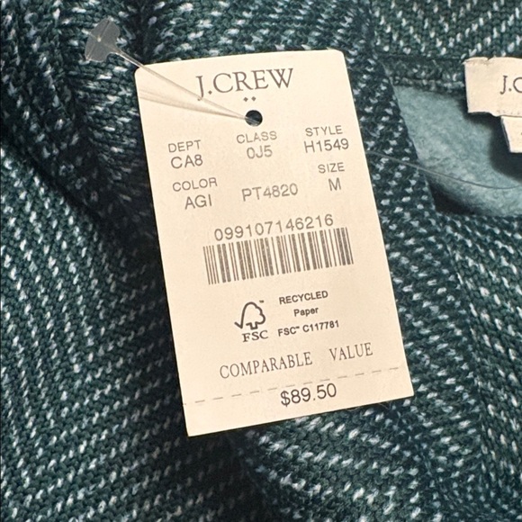 J. CREW FACTORY NWT Long Sleeve Funnel Neck Pullover Sweater Green/White Size M - Picture 4 of 5